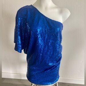 Love Culture Blue Sequin One-Shoulder Dress